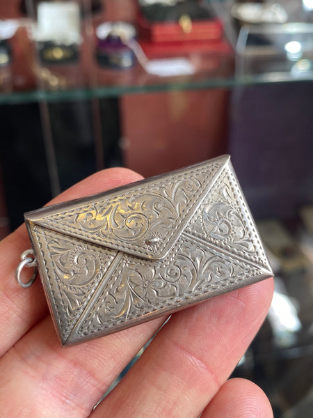 Novelty Envelope Antique Silver Double Stamp Case