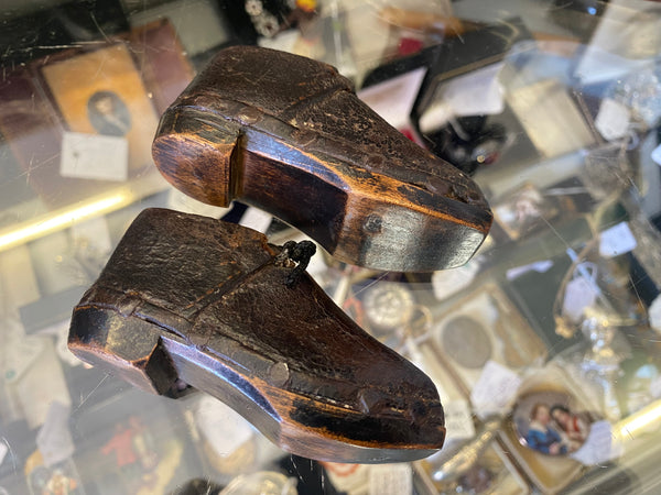 Pair Antique Victorian Wood & Leather Child’s Clogs