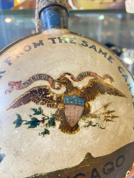 Antique American Civil War Interest Decorated Grand Army Of The Republic Canteen