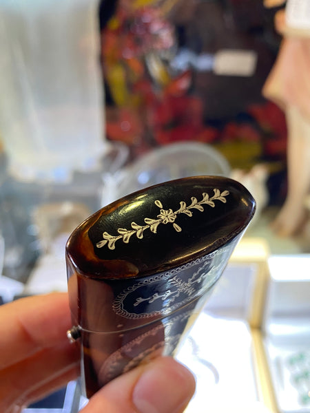 Antique Georgian Tortoiseshell & Silver Inlaid Etui