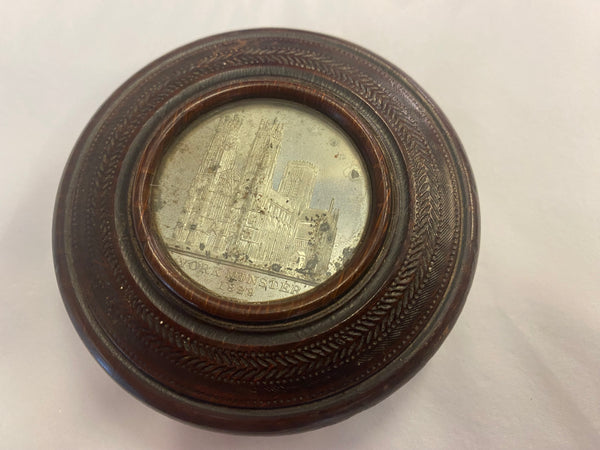 Rare Georgian York Minster Snuff Box With Coloured Glass Inside 1829