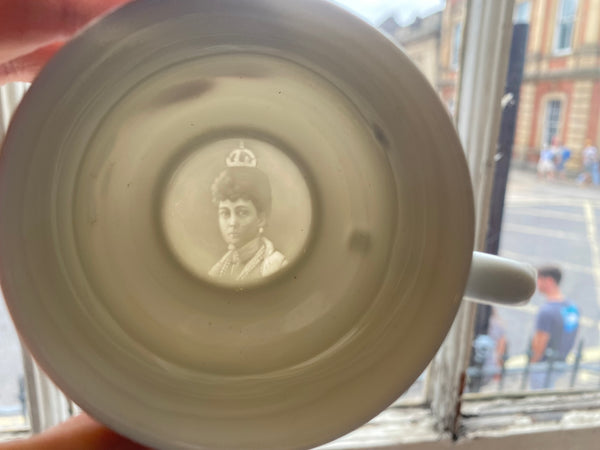 Very Rare Pair King Edward VII & Queen Alexandra Lithophane Cup & Saucers