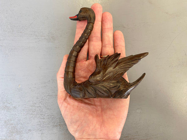 Fine & Rare Carved & Articulated Treen Swan Figure