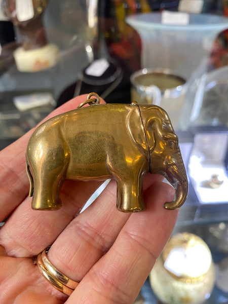 Novelty Brass Elephant Vesta Case