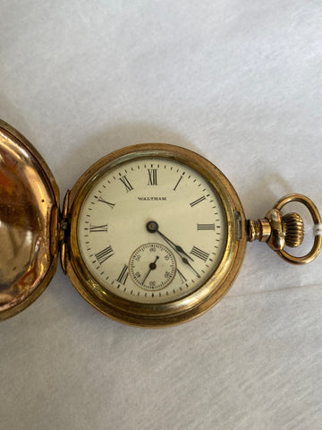Antique Gold Filled Waltham Hunter Pocket Watch 7 Jewels 1908