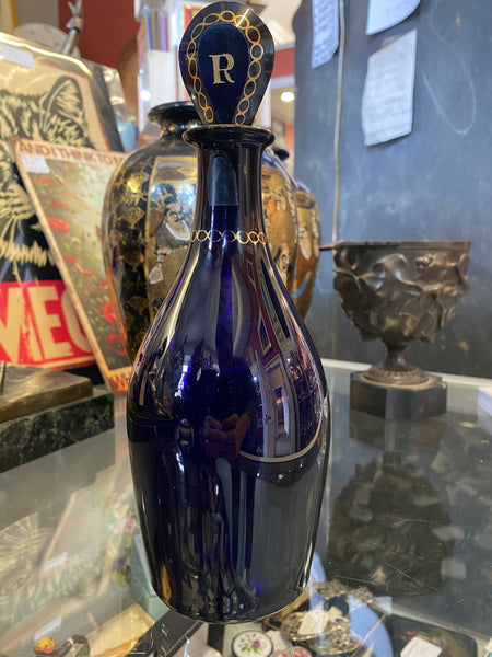 Antique Bristol Blue Glass Rum Decanter c.1800