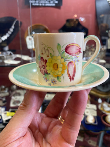 Susie Cooper Dresden Spray Coffee Cup & Saucer
