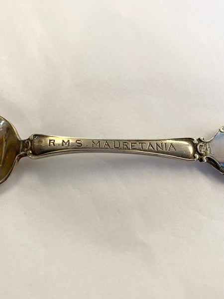 Antique Silver & Enamel R.M.S Mauretania Spoon Birmingham 1910