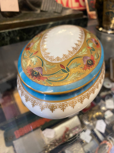 Hand Painted Covered Porcelain Box By Limoges