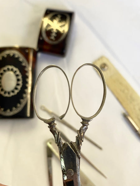 Antique Georgian Tortoiseshell & Silver Inlaid Etui