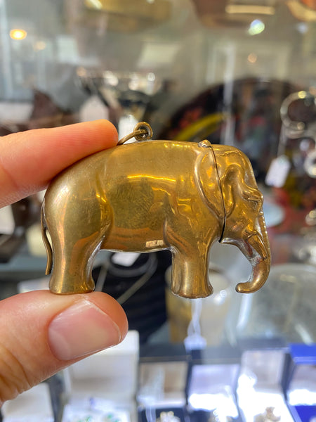 Novelty Brass Elephant Vesta Case