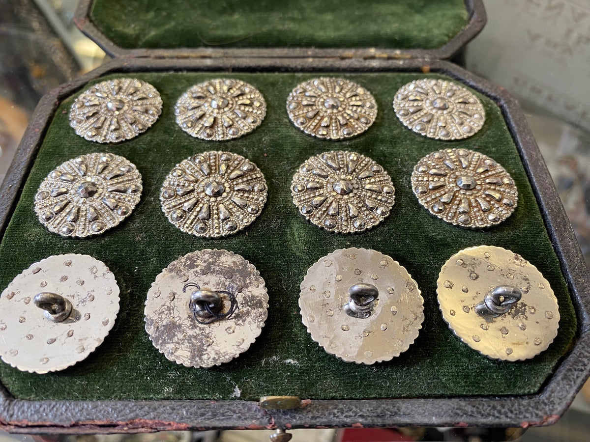 Rare Set Georgian Cut Steel Buttons Boxed – Red House Antique Centre