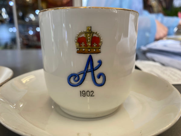 Very Rare Pair King Edward VII & Queen Alexandra Lithophane Cup & Saucers