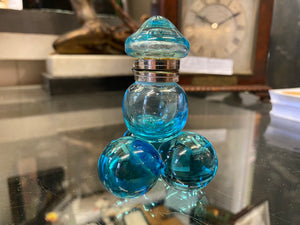 Antique Victorian Blue Glass Bubble Inkwell