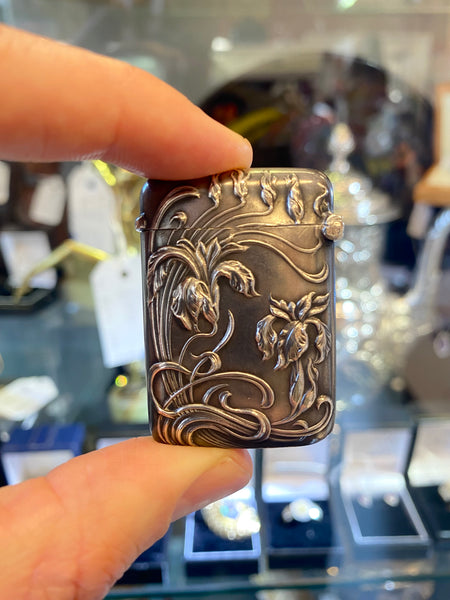 Antique French Art Nouveau Silver Vesta Case Charles Murat 1897-1910