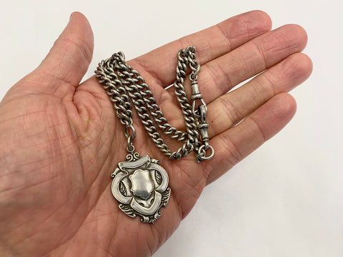 Heavy Antique Silver Albert Pocketwatch Chain