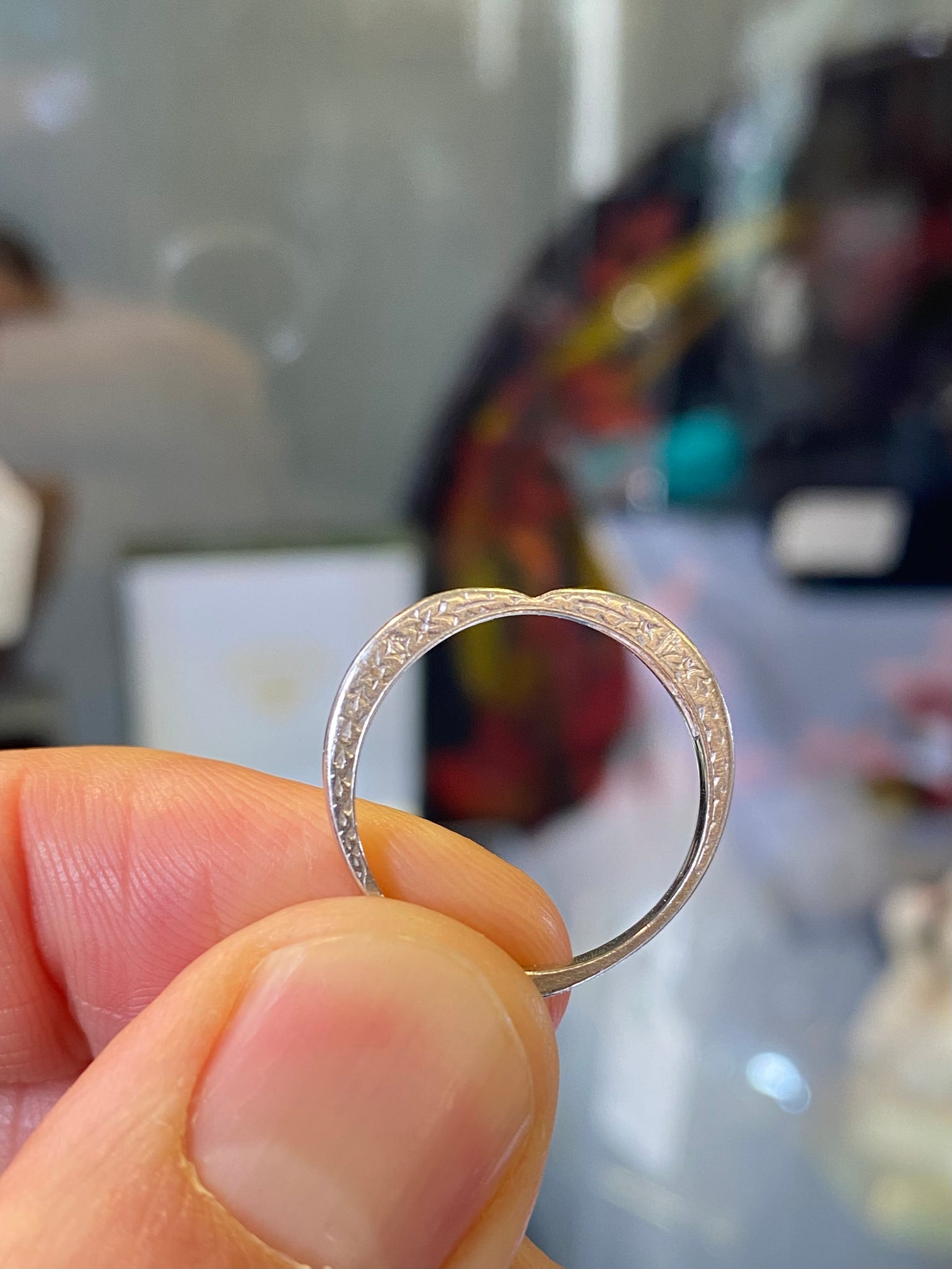 Art Deco Heart Shaped Platinum Ring 1938