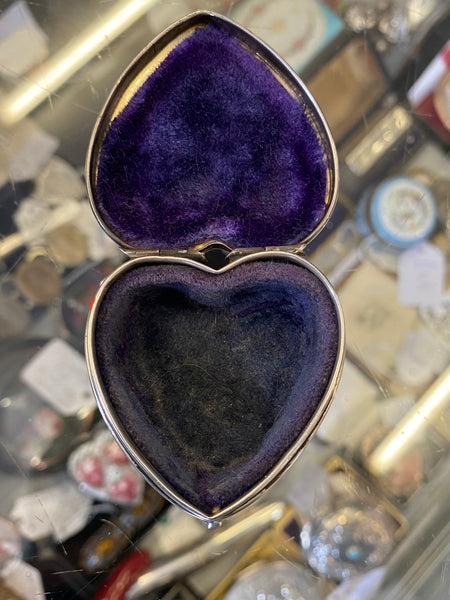 Antique Sterling Silver Heart Shaped Jewellery Box Birm 1918
