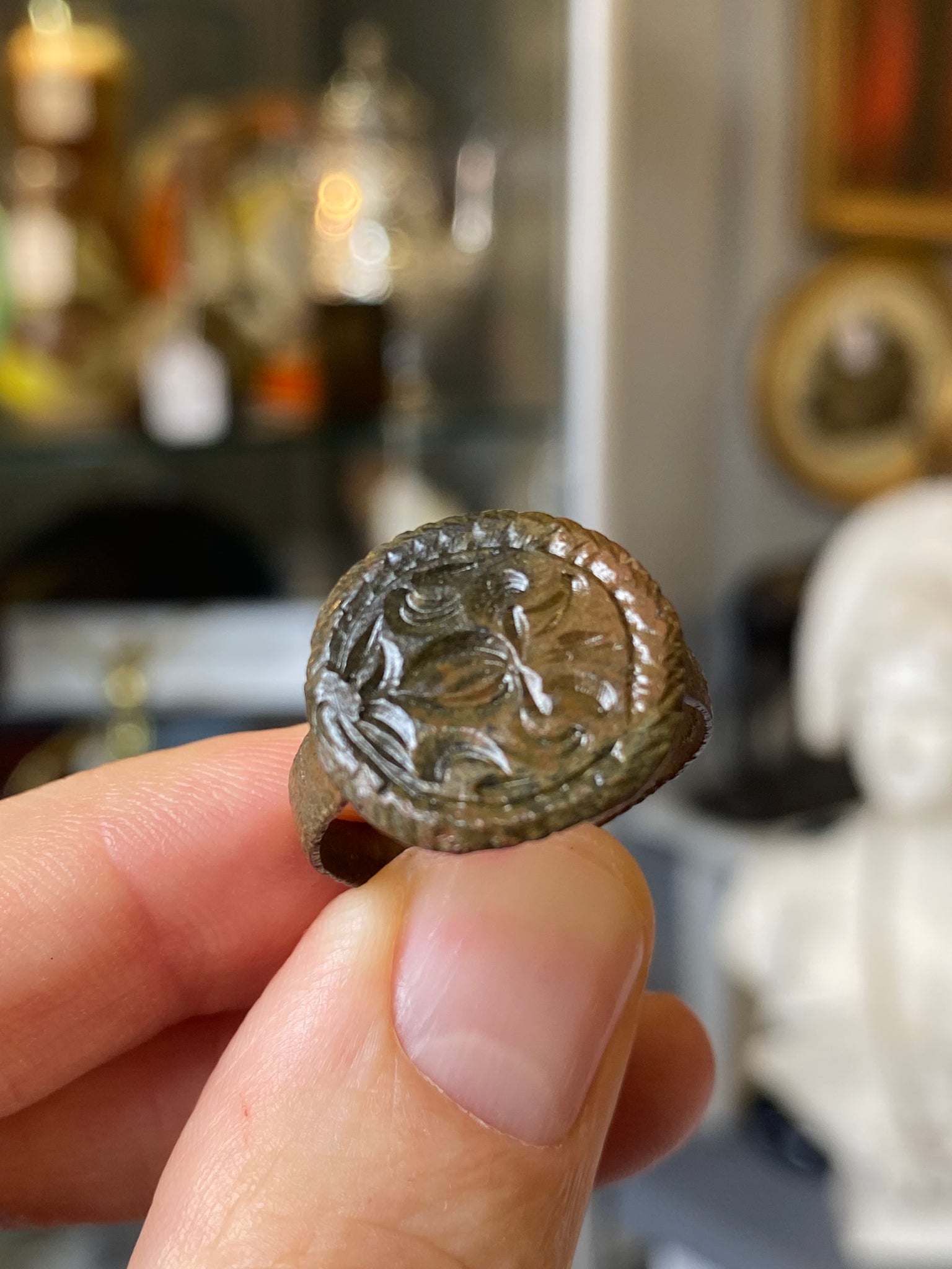 Antique 17th Century Bronze Merchant’s Seal Ring