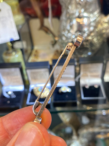 Art Deco 1930’s Silver Bar Brooch With Blue Stones