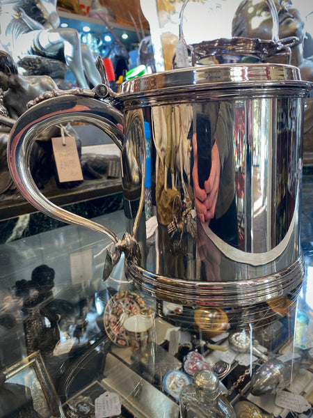 Antique Queen Anne Style Lidded Silver Plate Tankard c.1900