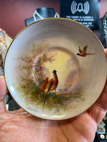 *RESERVED FOR HOWARD* Pair Signed Crown Devon Coffee Cups & Saucers