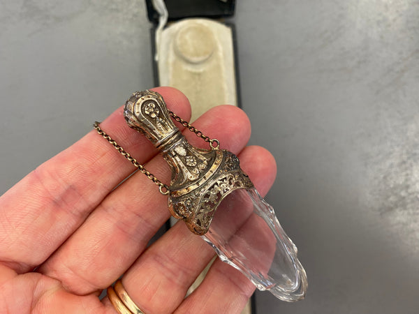 Stunning Antique Victorian Cased Silver Scent Bottle