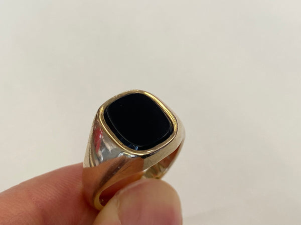 Vintage Heavy 9ct Gold Onyx Signet Ring
