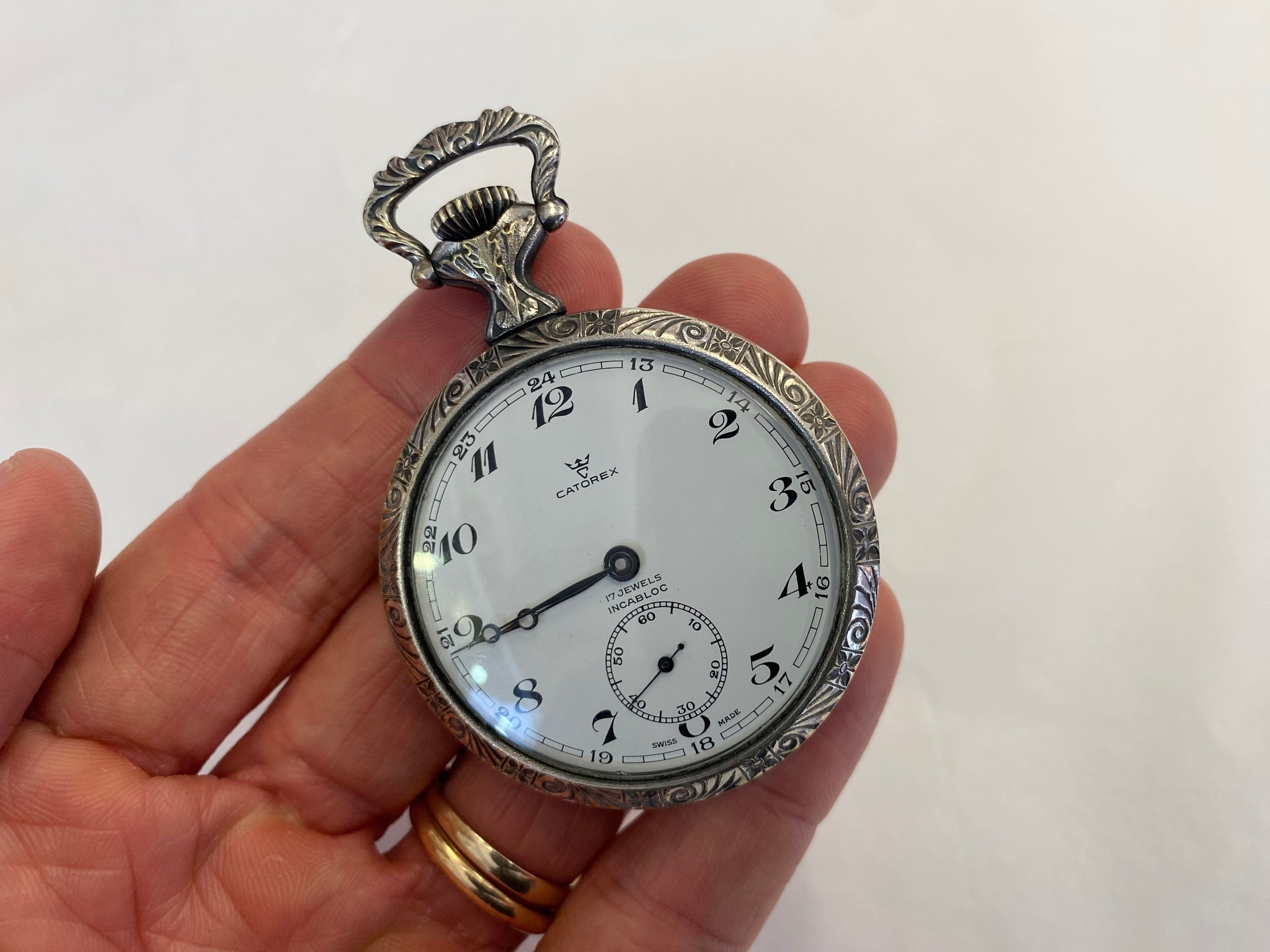 Charming Silver Ploughing Pocketwatch