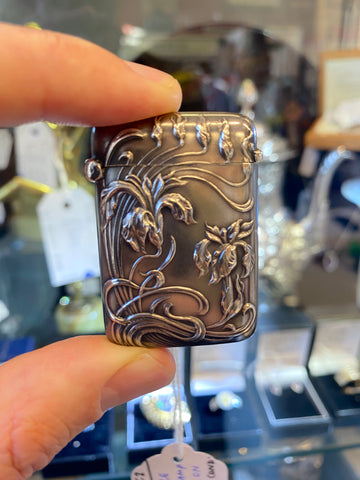 Antique French Art Nouveau Silver Vesta Case Charles Murat 1897-1910