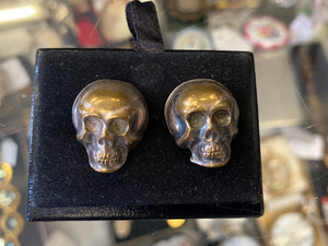 Pair Antique 19th Century Skull Studs