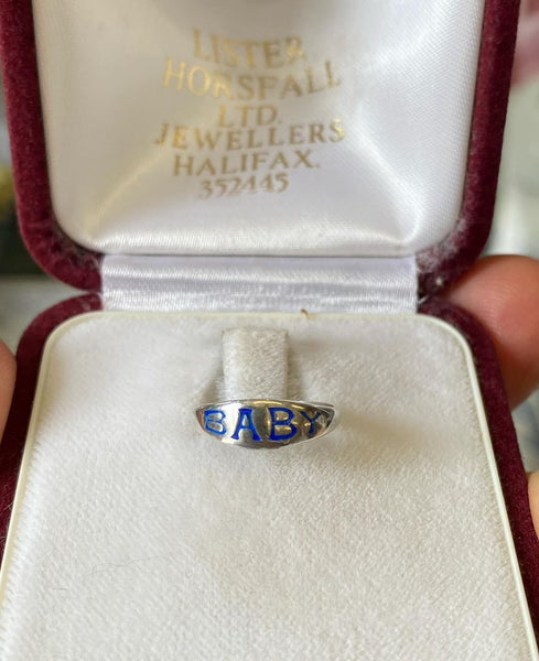 Antique Silver Enamel Charles Horner Baby Ring