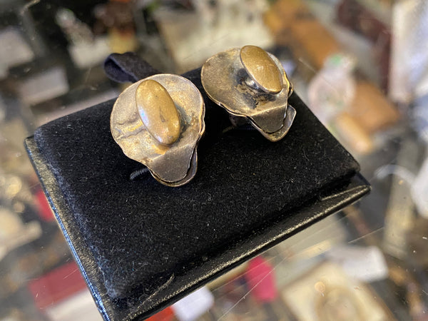 Pair Antique 19th Century Skull Studs