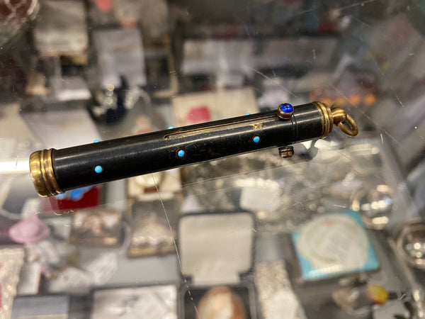 Victorian Gunmetal & Turquoise Sliding Pencil