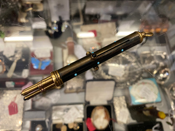 Victorian Gunmetal & Turquoise Sliding Pencil