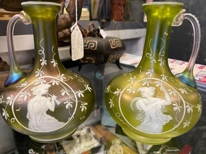 Pair Of Art Nouveau Iridescent Display Vases c.1880