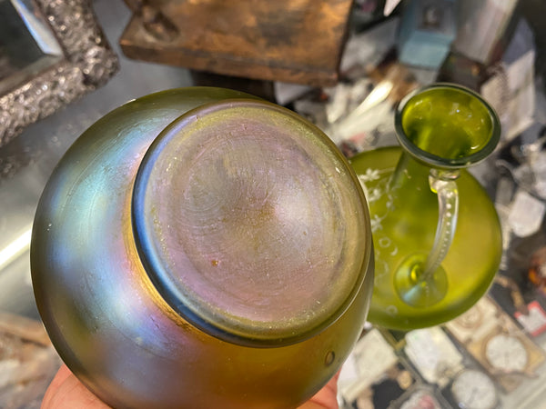 Pair Of Art Nouveau Iridescent Display Vases c.1880