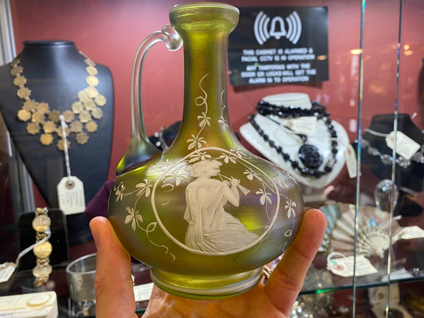 Pair Of Art Nouveau Iridescent Display Vases c.1880