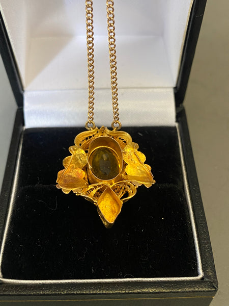 Antique Victorian Gold & Citrine Pendant Necklace