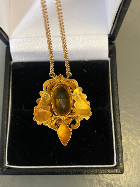 Antique Victorian Gold & Citrine Pendant Necklace