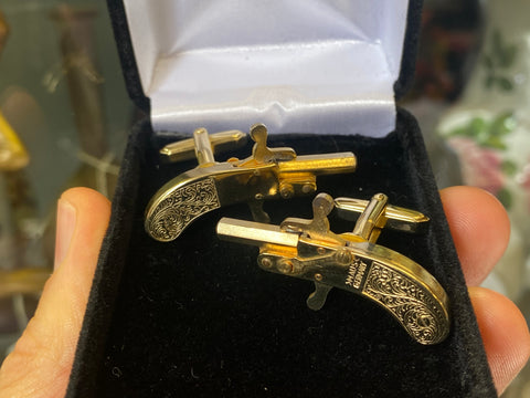 Maus Germany Miniature Working Pistol Cufflinks