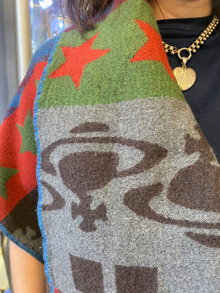 Vivienne Westwood Wool Wrap With Orb/Lace Pattern Star c.2013/14