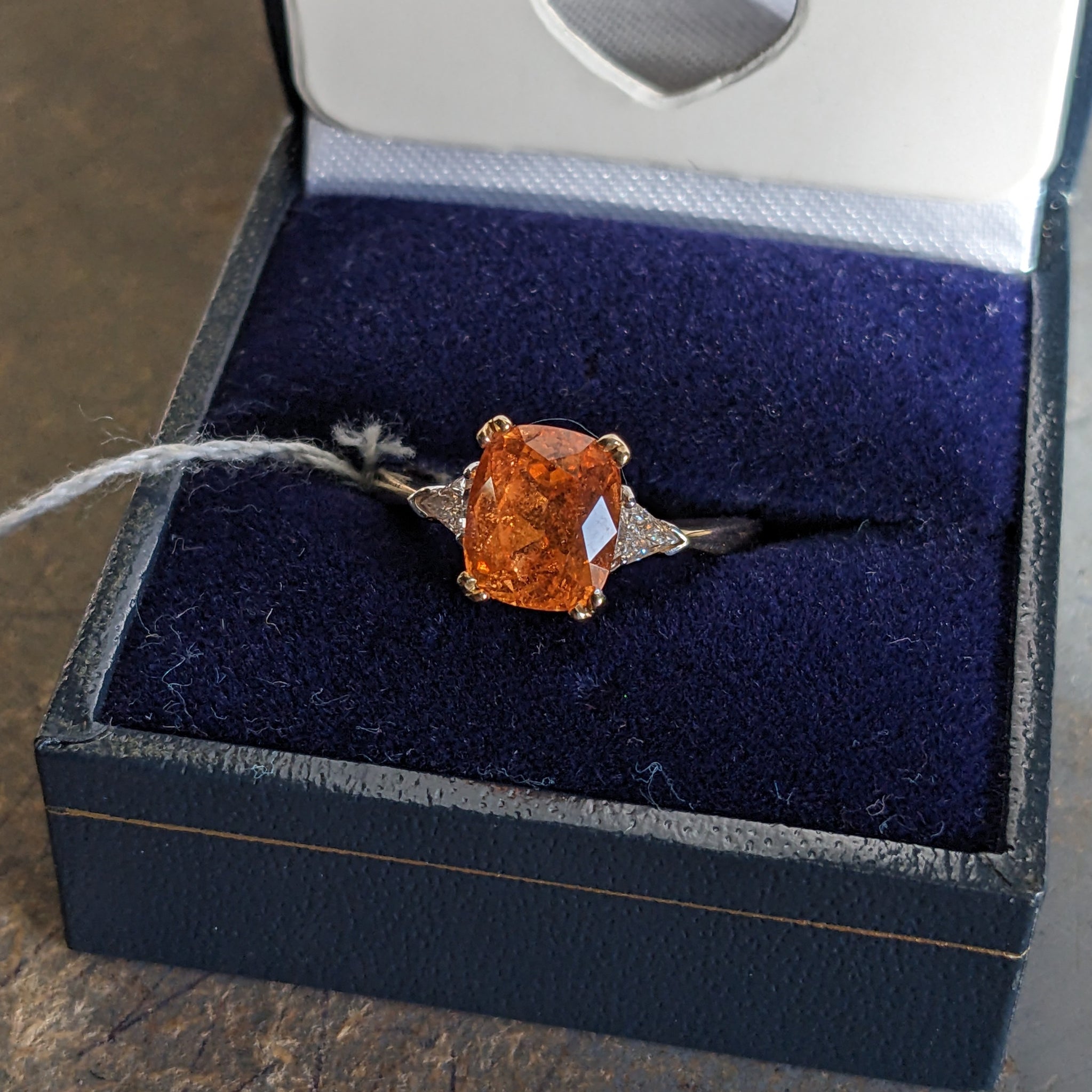 RESERVED 18ct Gold Mandarin Garnet & Diamond Ring