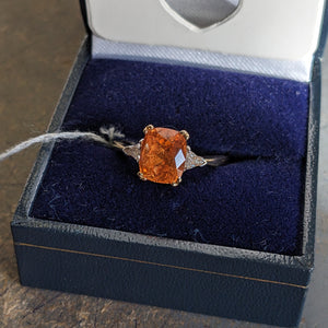 RESERVED 18ct Gold Mandarin Garnet & Diamond Ring