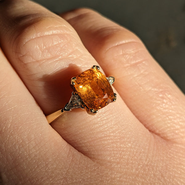 RESERVED 18ct Gold Mandarin Garnet & Diamond Ring