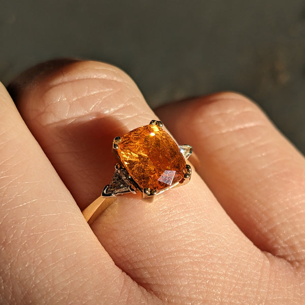 RESERVED 18ct Gold Mandarin Garnet & Diamond Ring