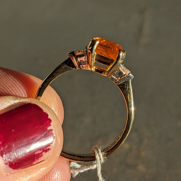 RESERVED 18ct Gold Mandarin Garnet & Diamond Ring