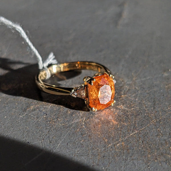 RESERVED 18ct Gold Mandarin Garnet & Diamond Ring