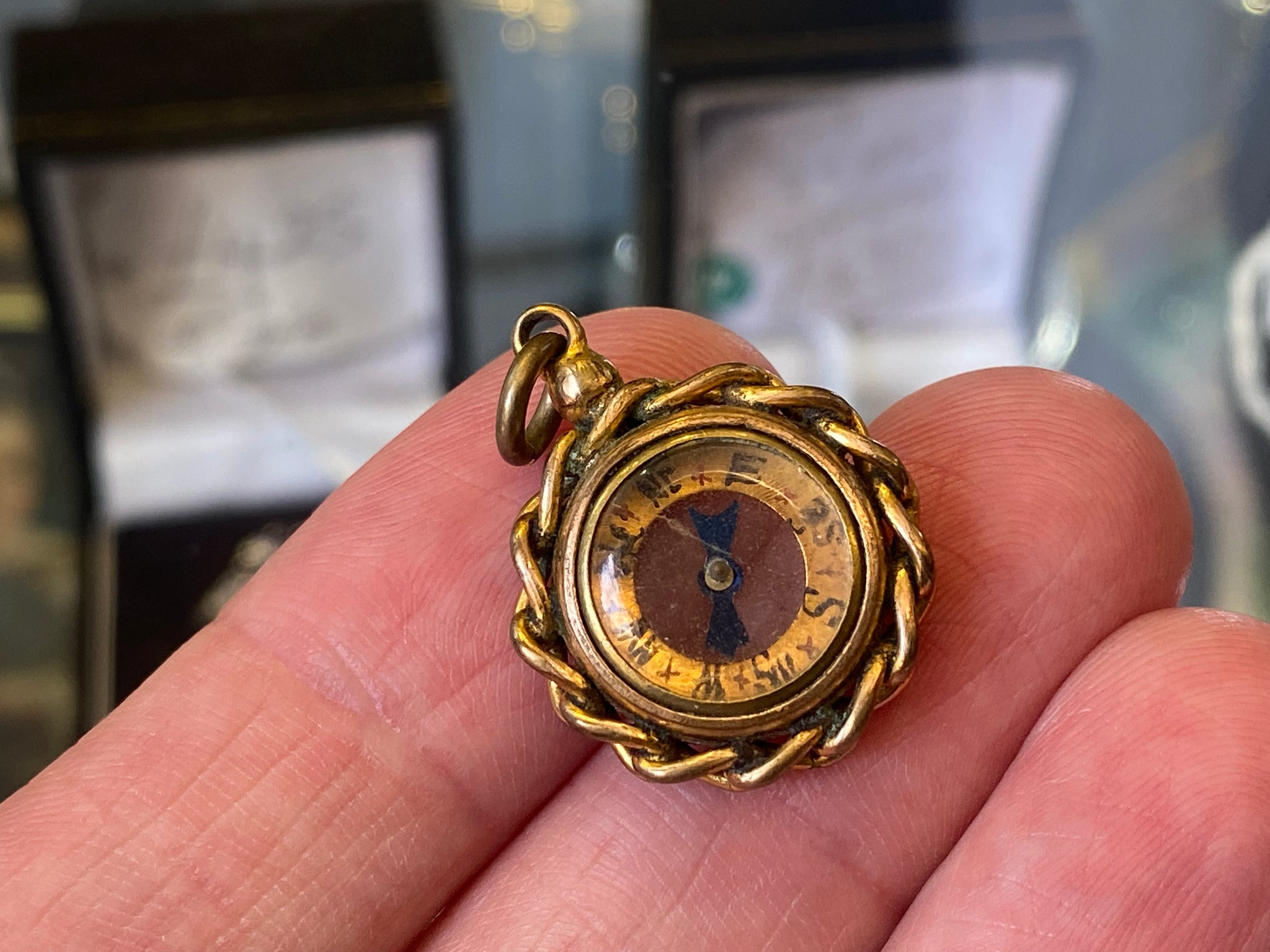 19th Century Rolled Gold Compass Fob