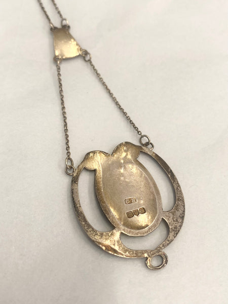 Antique Charles Horner Silver And Enamel Pendant Necklace 1908